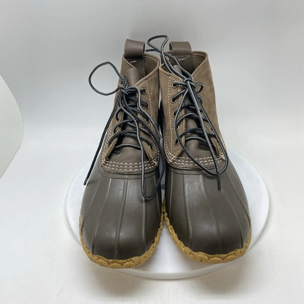 LL Bean Bean Boots Mens 11 M Brown Leather Duck Boot Laces Waterproof USA